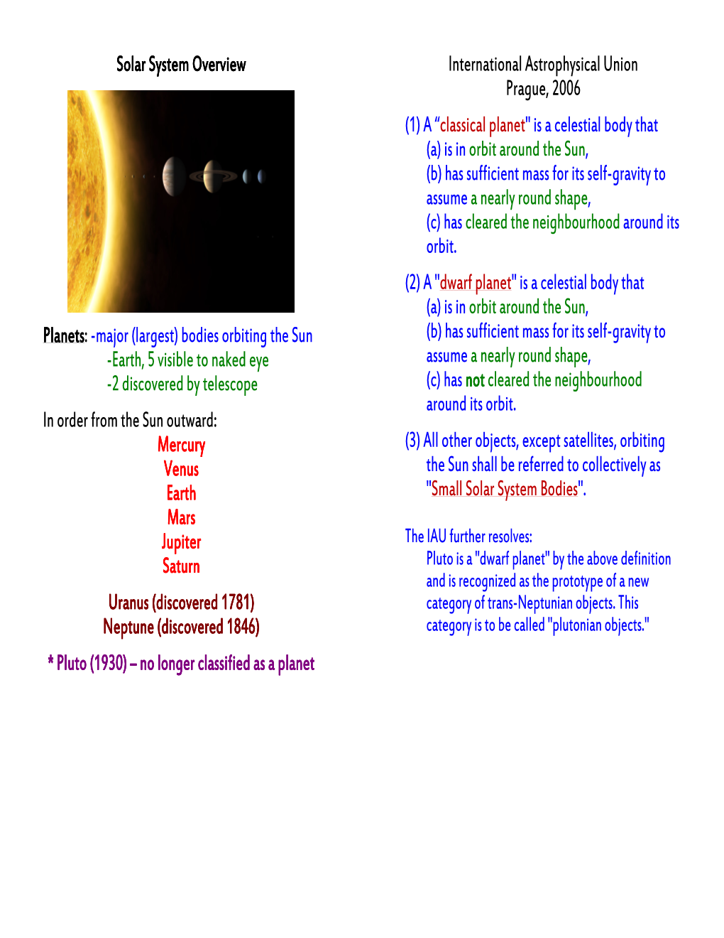 Solar System Overview Solar System Overview Planets