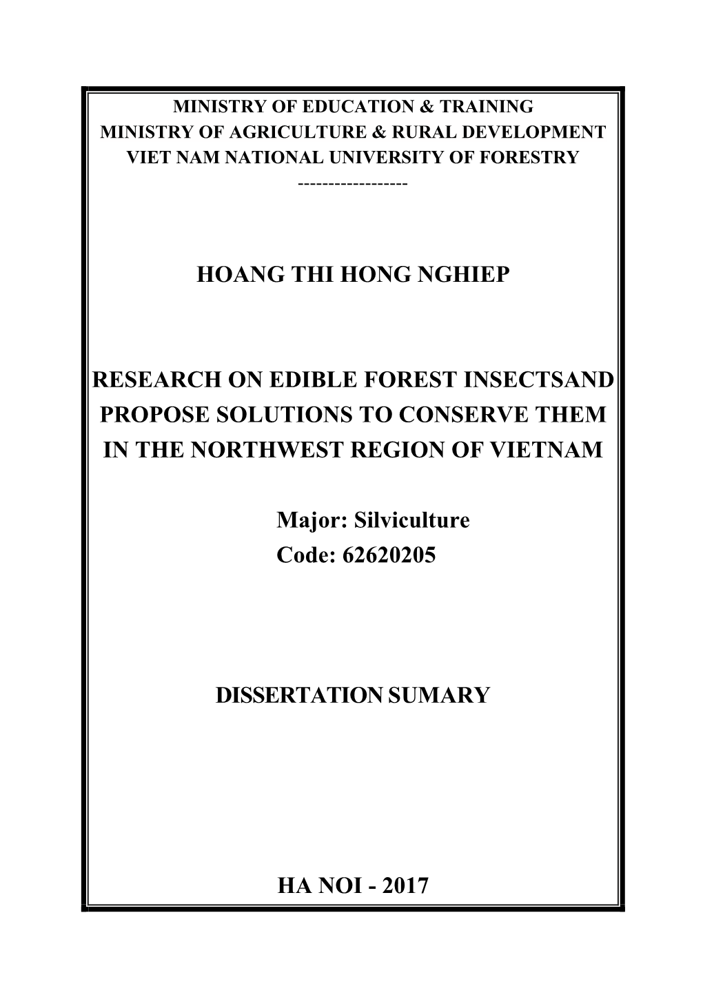 Hoang Thi Hong Nghiep Research on Edible Forest