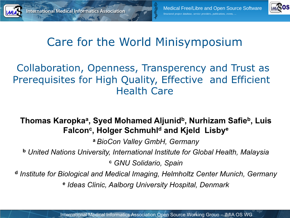 Care for the World Minisymposium