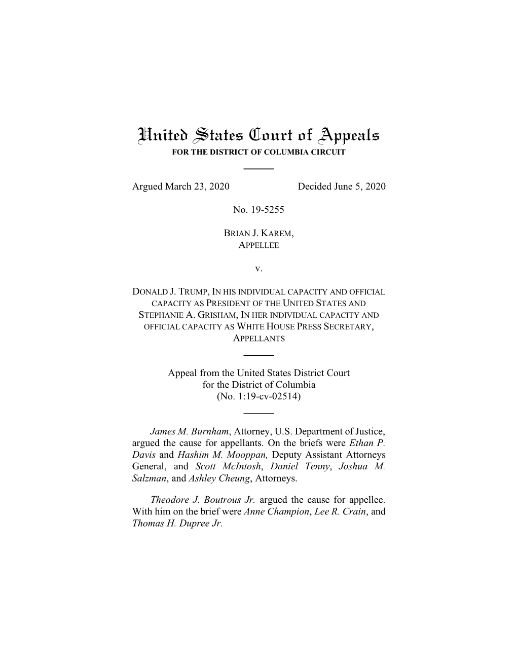 United States Court of Appeals for the DISTRICT of COLUMBIA CIRCUIT