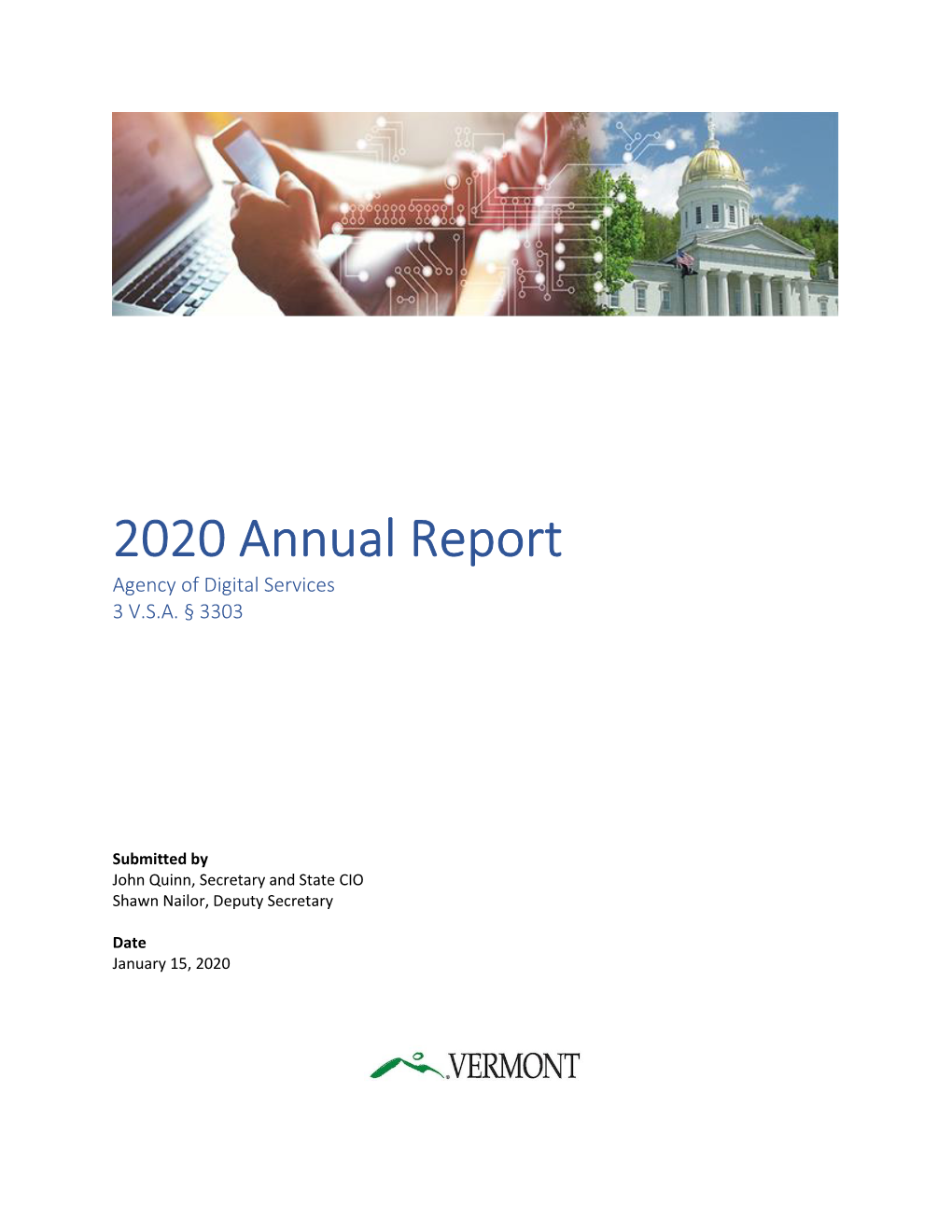 2020 Annual Report Agency of Digital Services 3 V.S.A