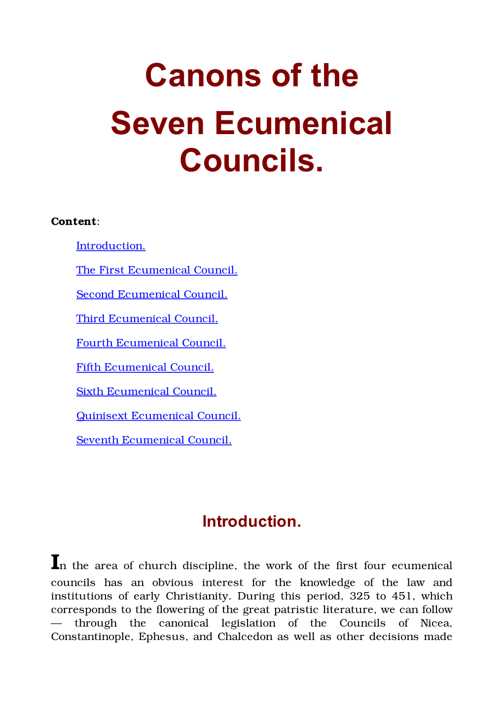 Canons of the Seven Ecumenical Councils