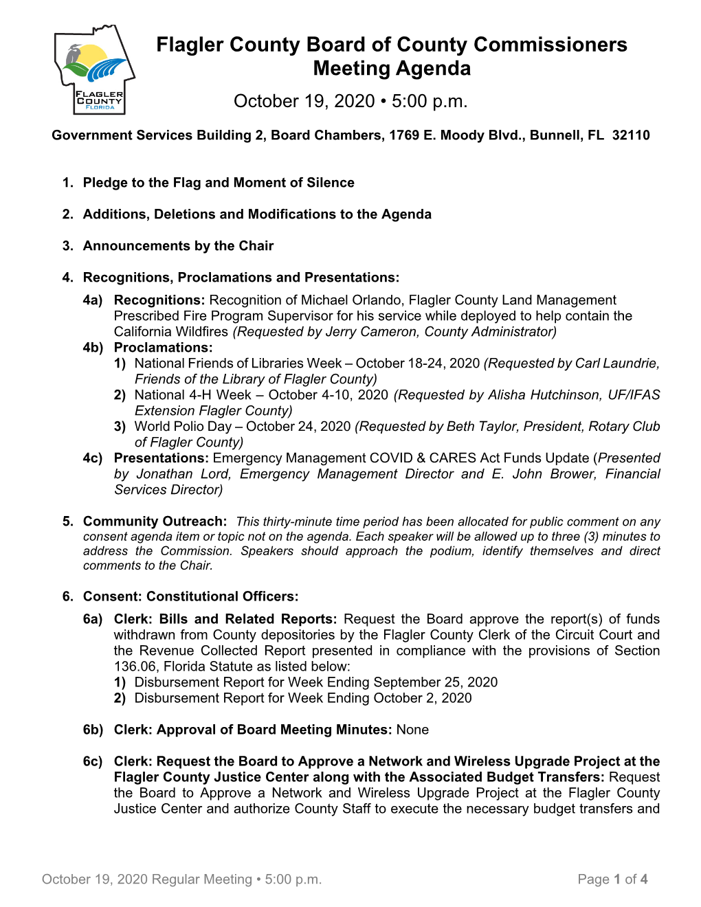 10-19-2020 BOCC Regular Agenda and Backup