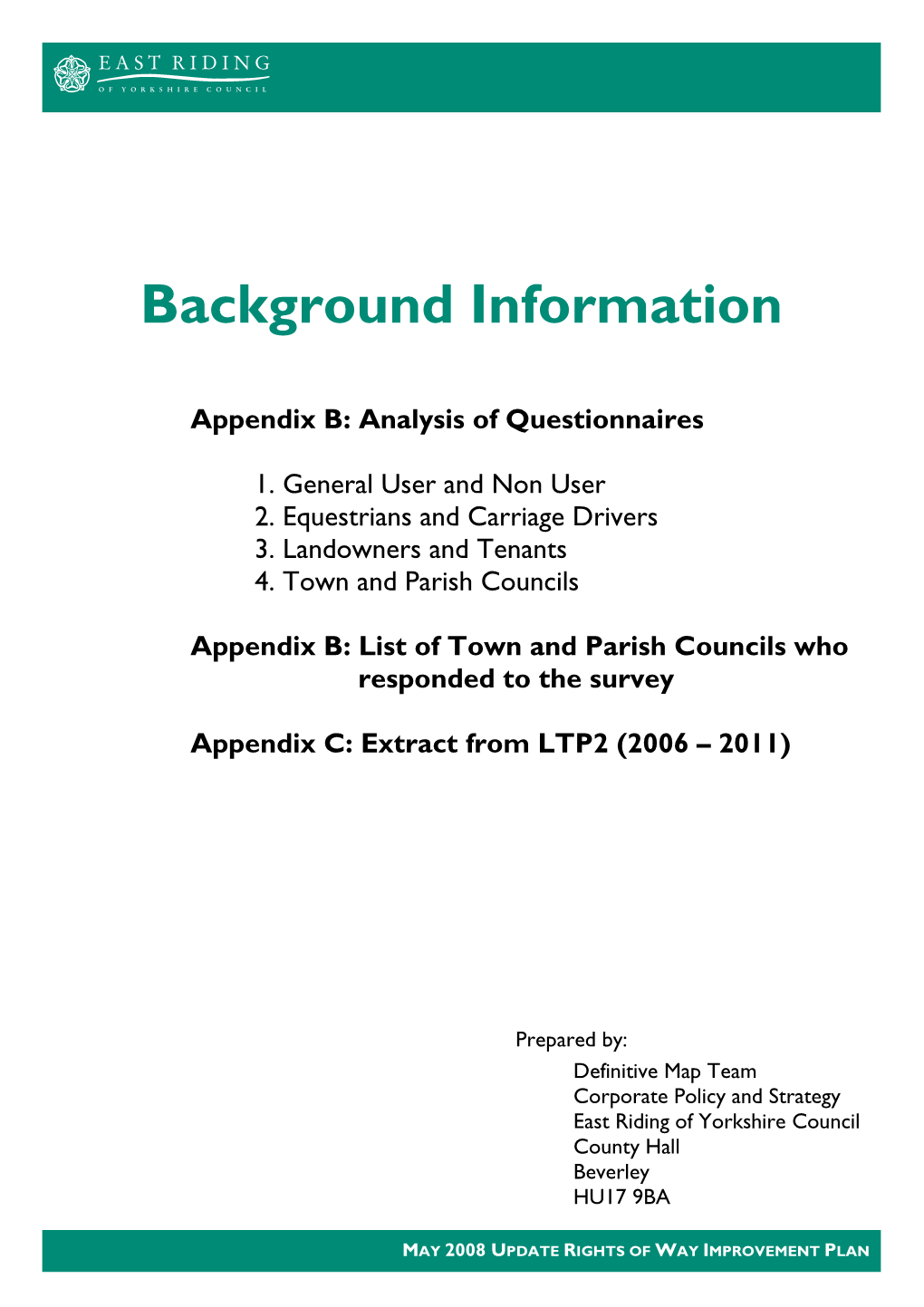 Rights of Way Improvement Plan Background Information