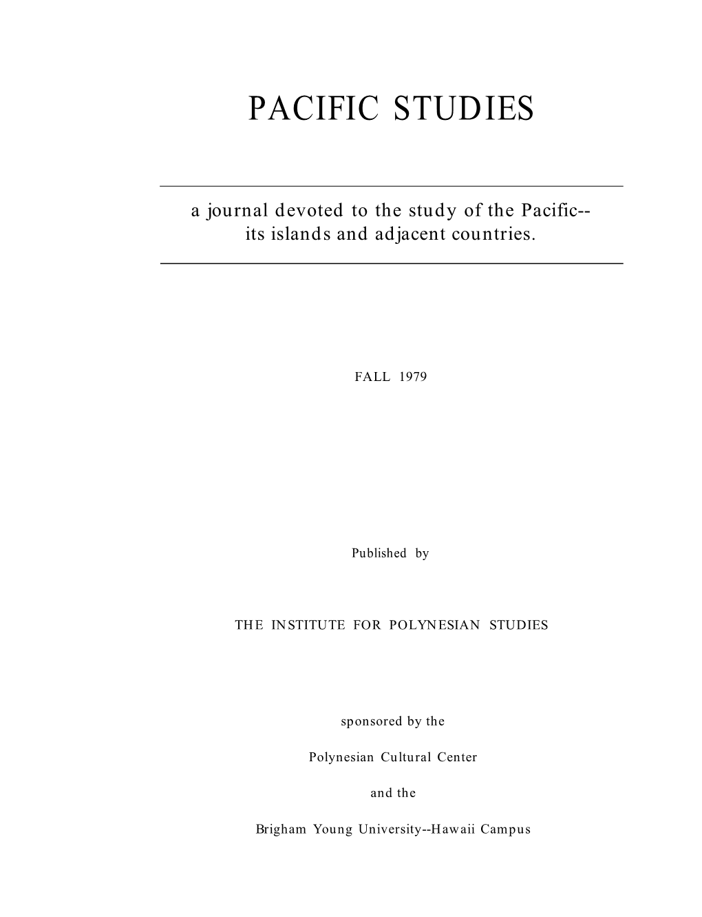 Vol. 03 No. 1 Pacific Studies