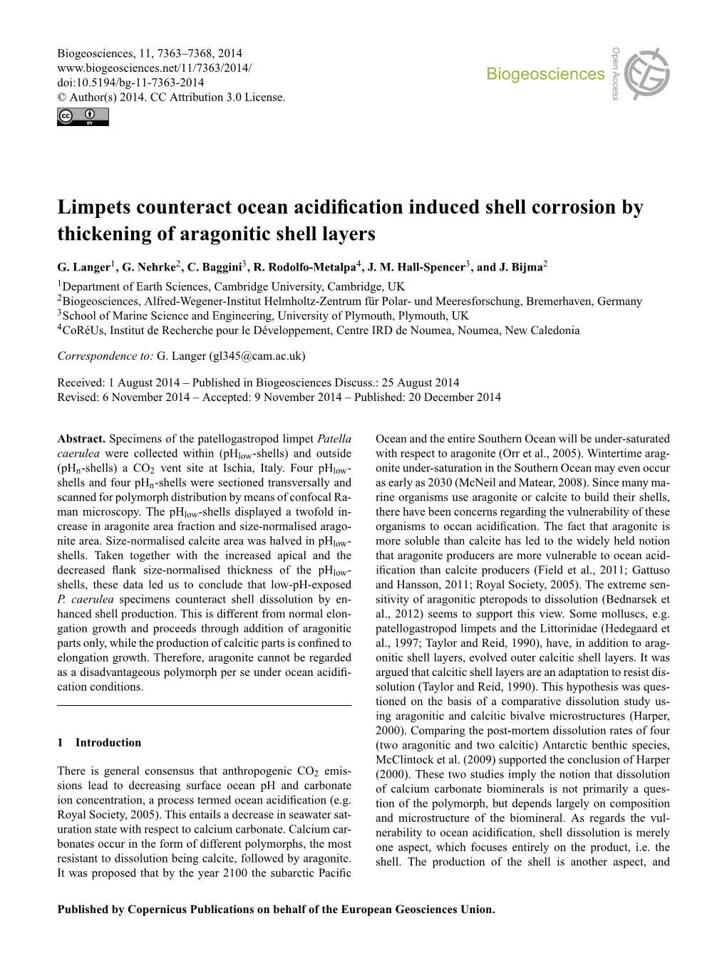 Limpets Counteract Ocean Acidification Induced Shell
