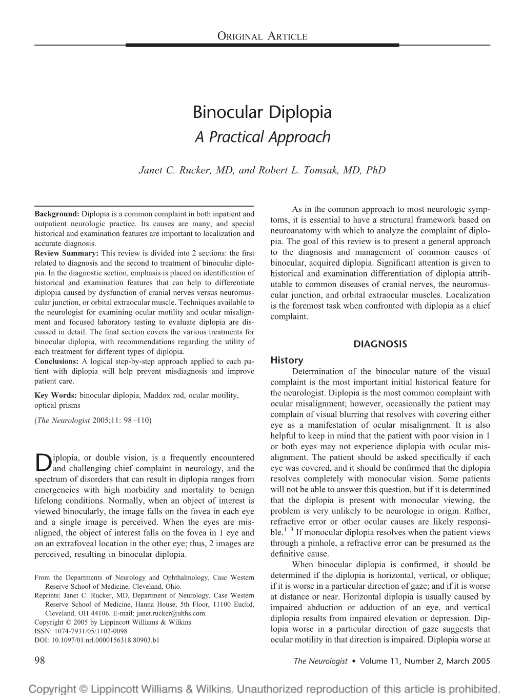 Binocular Diplopia a Practical Approach