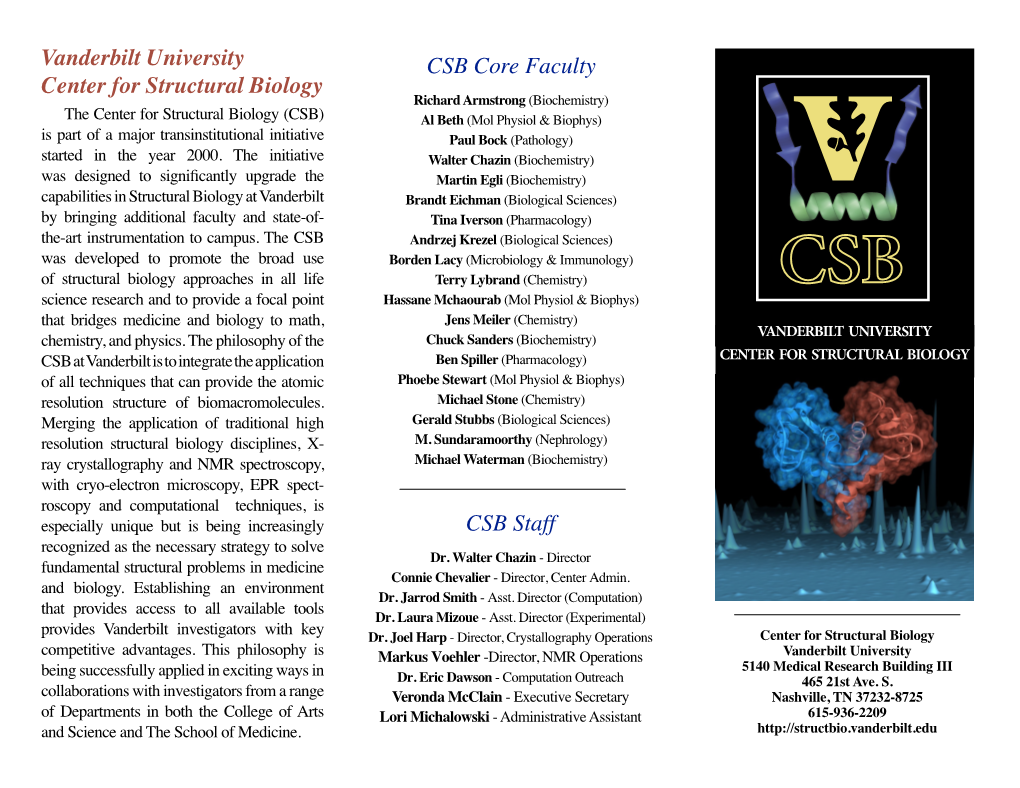 CSB Core Faculty CSB Staff Vanderbilt University Center For