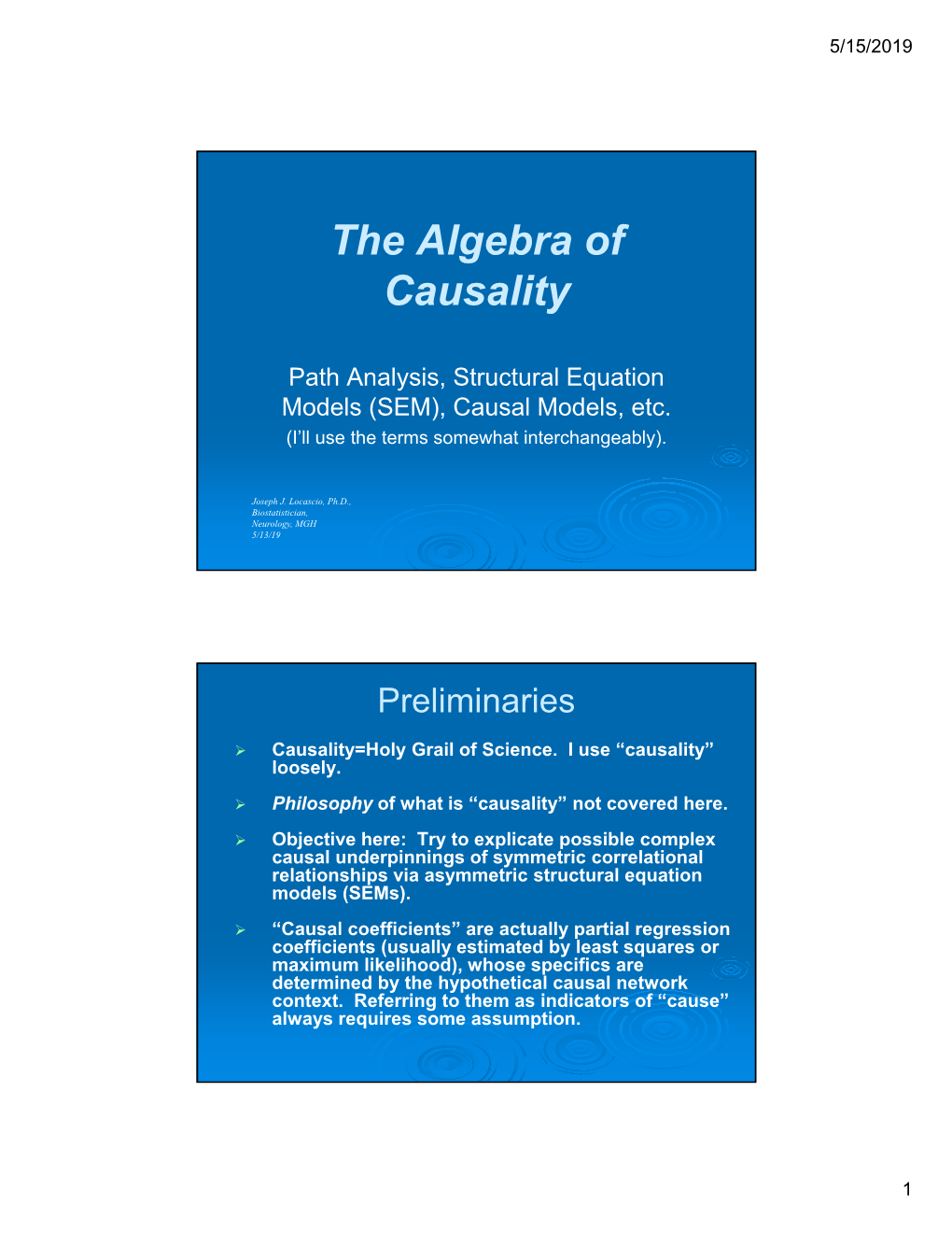 The Algebra of Causality