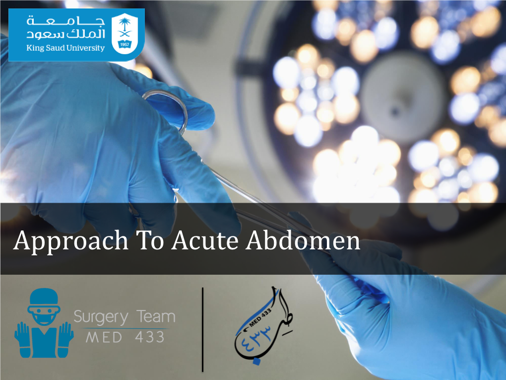 Acute Abdomen Objectives