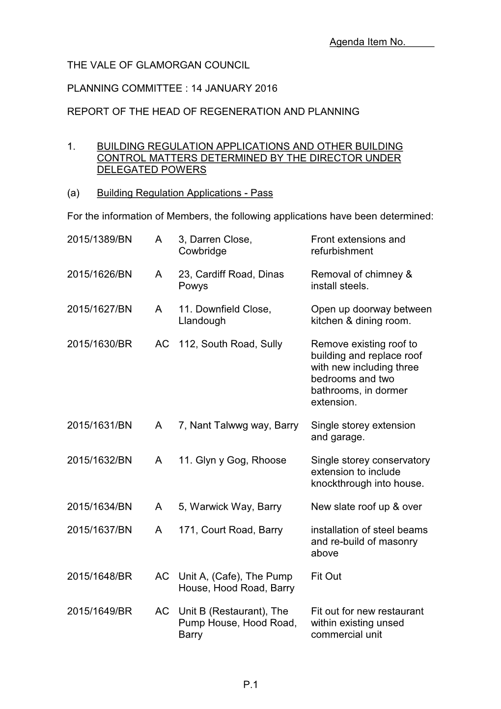 Planning Committee 14 01 2016 Reports