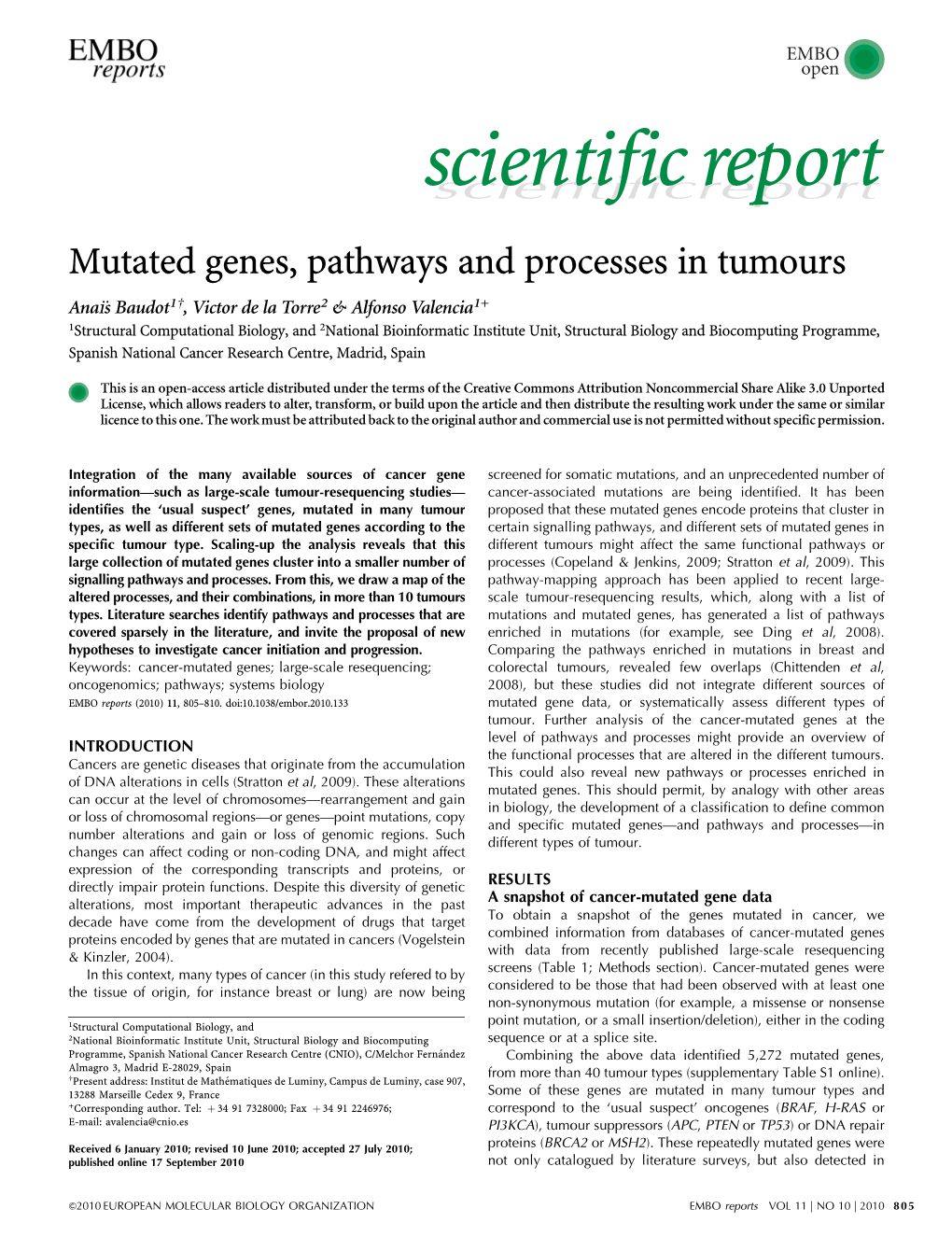 Mutated Genes, Pathways and Processes in Tumours