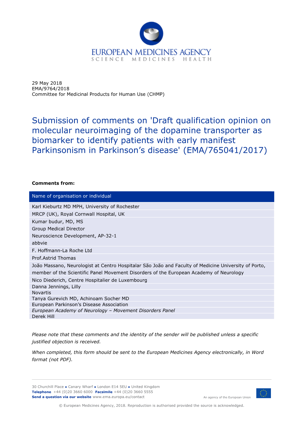 Draft Qualification Opinion on Molecular Neuroimaging of The