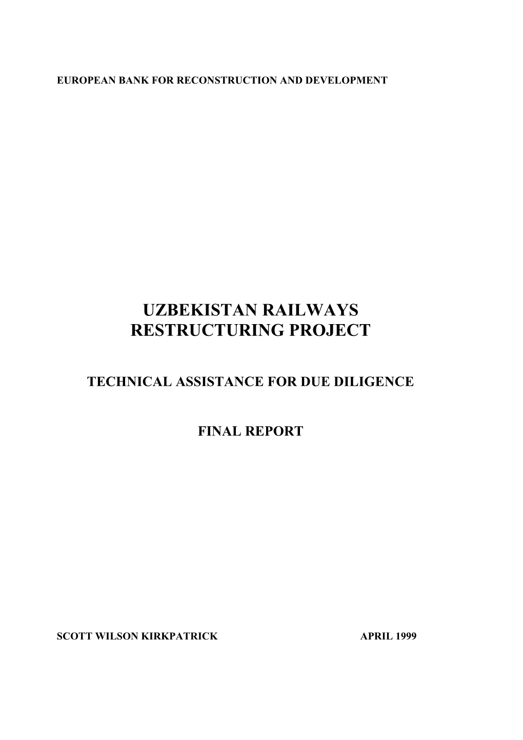 Uzbekistan Railways Restructuring Project Final Report