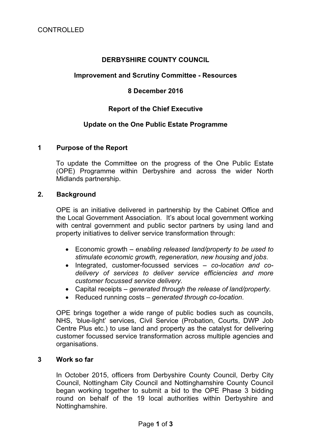 Page 1 of 3 CONTROLLED DERBYSHIRE COUNTY COUNCIL