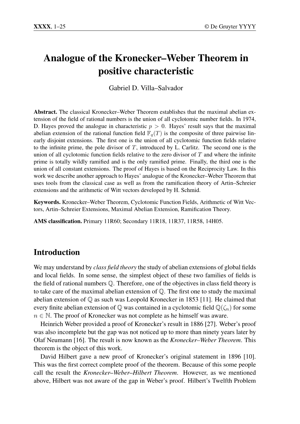 Analogue of the Kronecker–Weber Theorem in Positive Characteristic