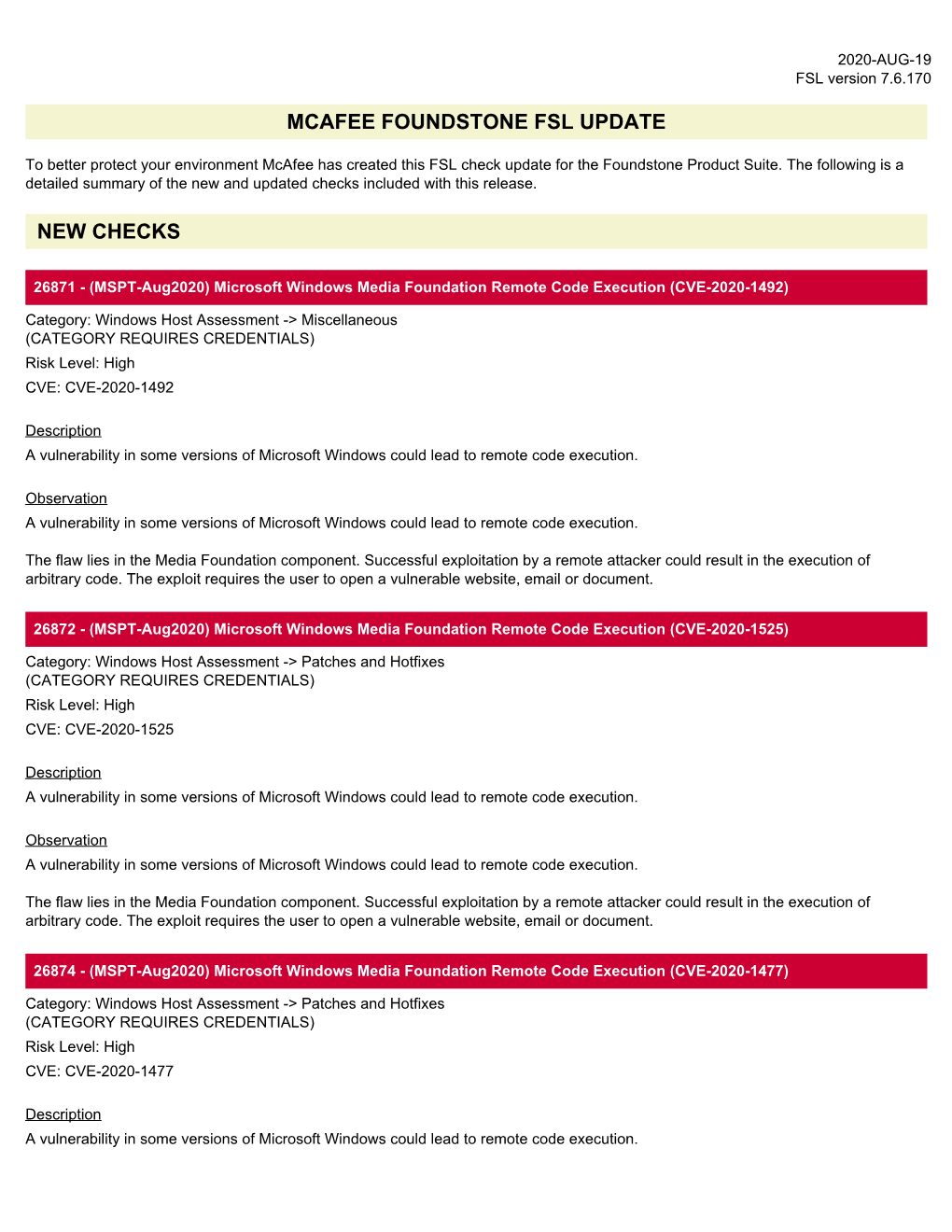 Mcafee Foundstone Fsl Update