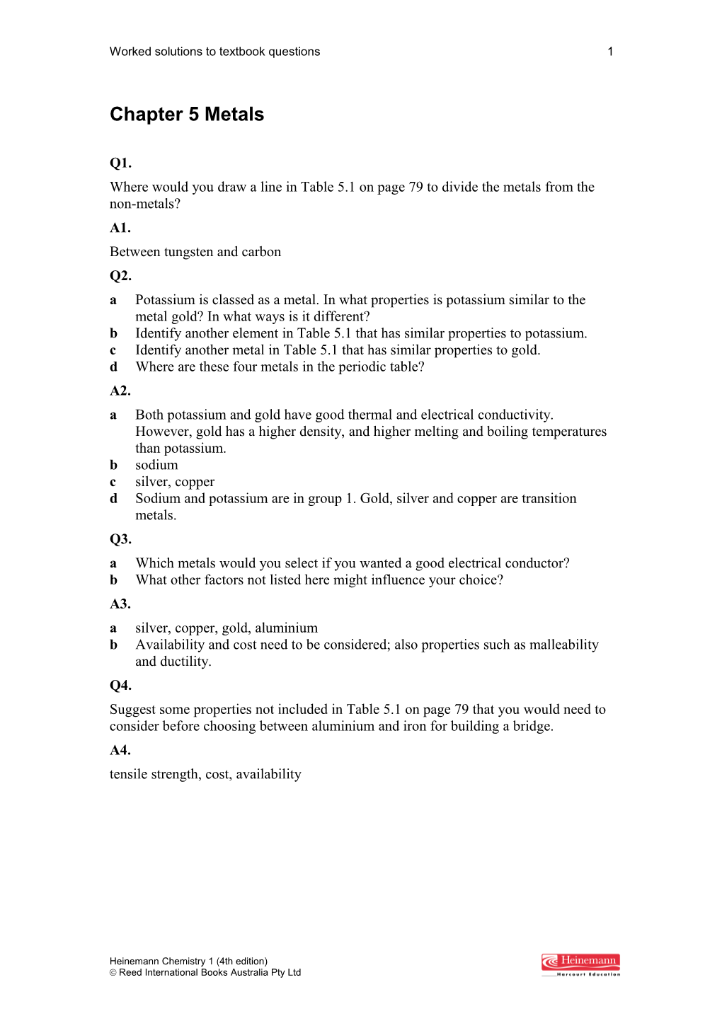 Worked Solutions to Textbook Questions 9