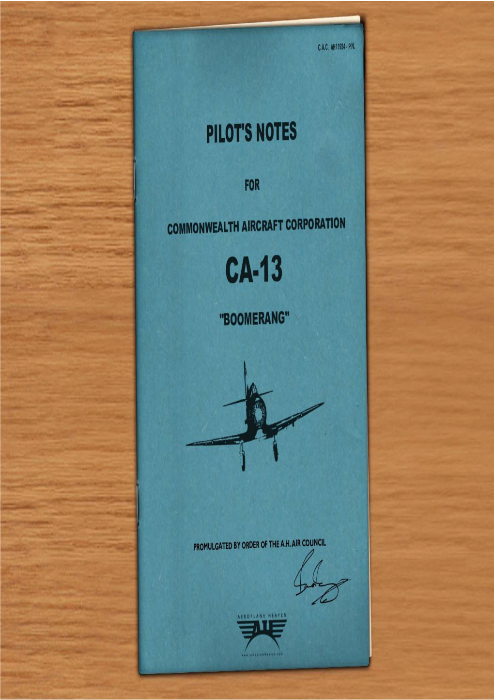 CA-13 “Boomerang” PILOT’S NOTES