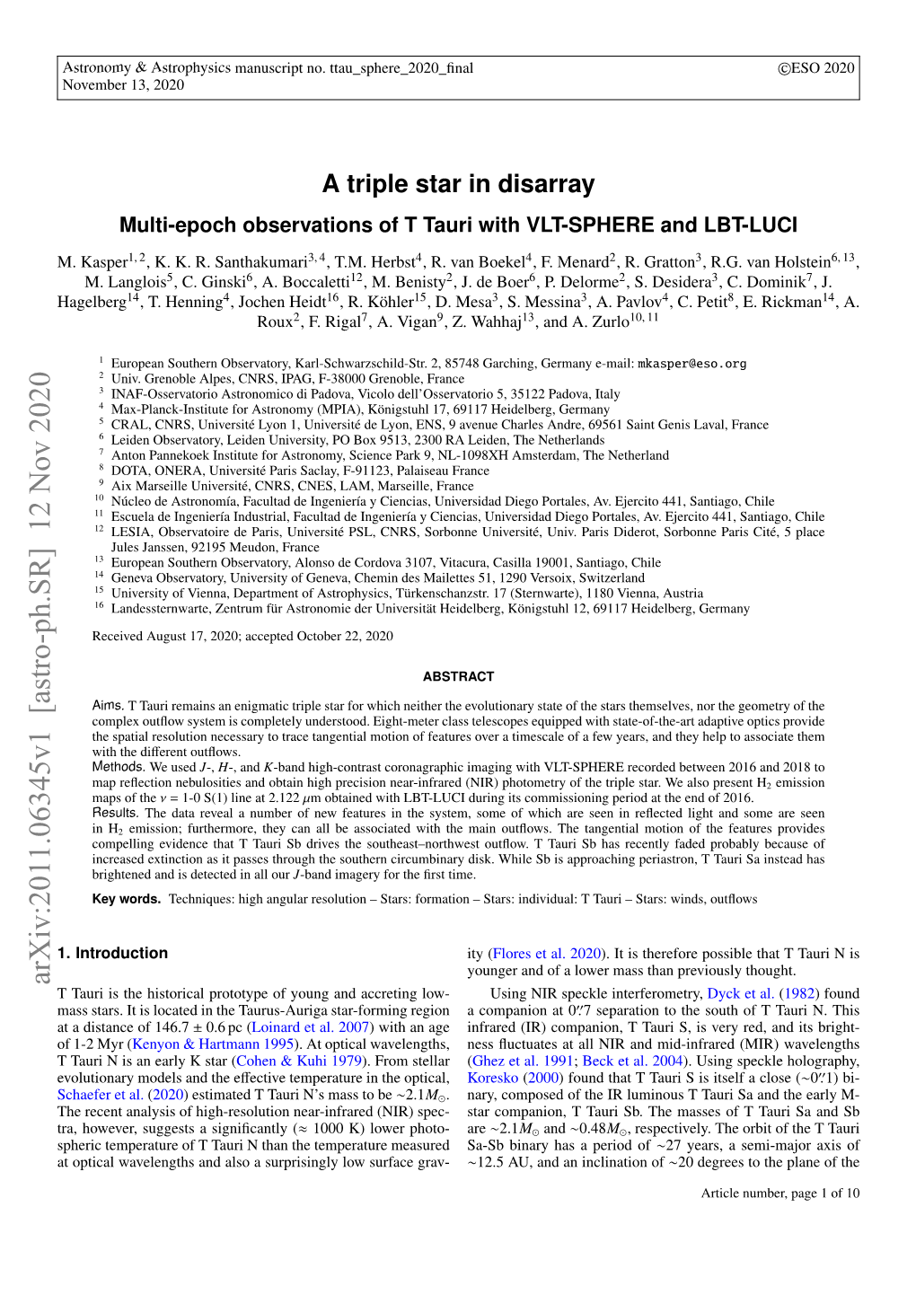 A Triple Star in Disarray--Multi-Epoch Observations of T Tauri with VLT