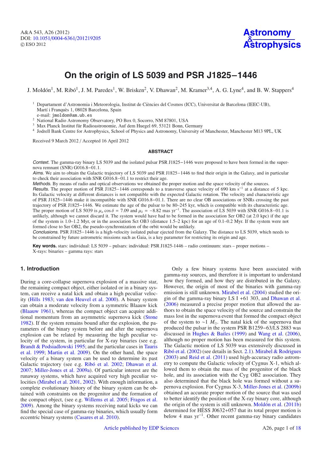 On the Origin of LS 5039 and PSR J1825−1446