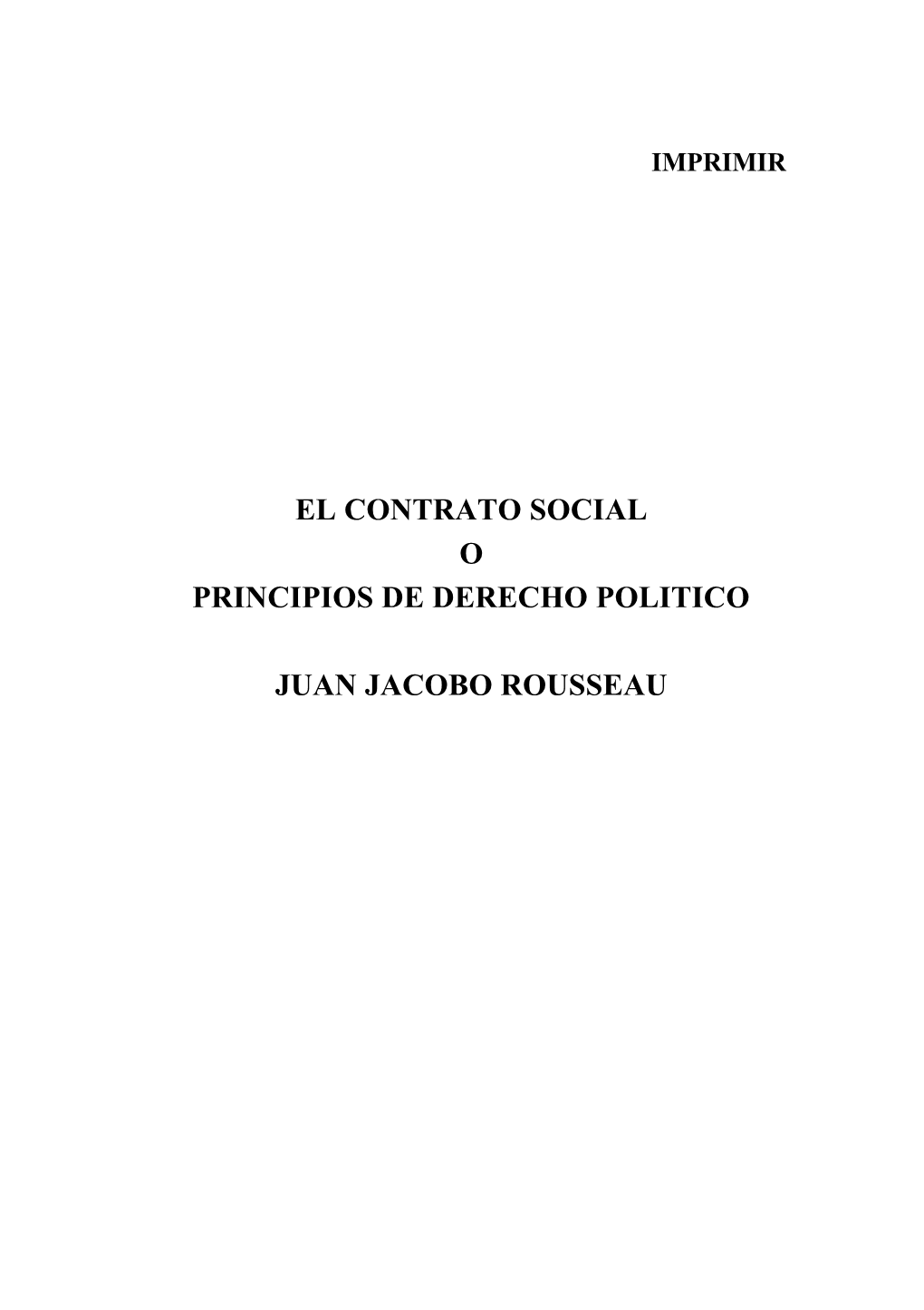 El Contrato Social O Principios De Derecho Politico