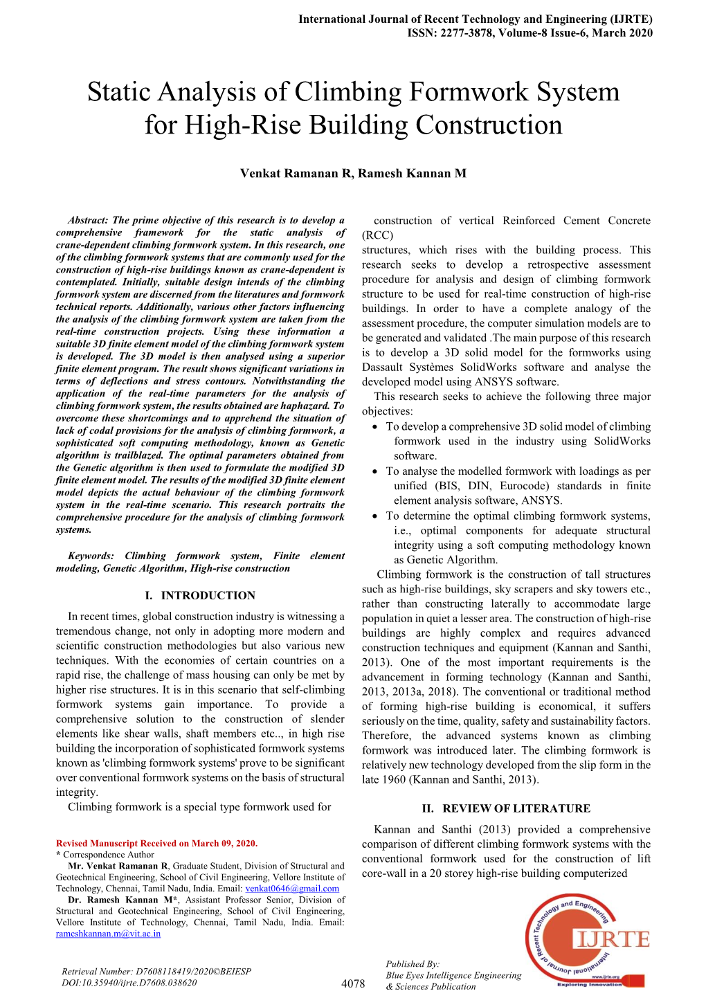 Static Analysis of Climbing Formwork System for High-Rise Building Construction