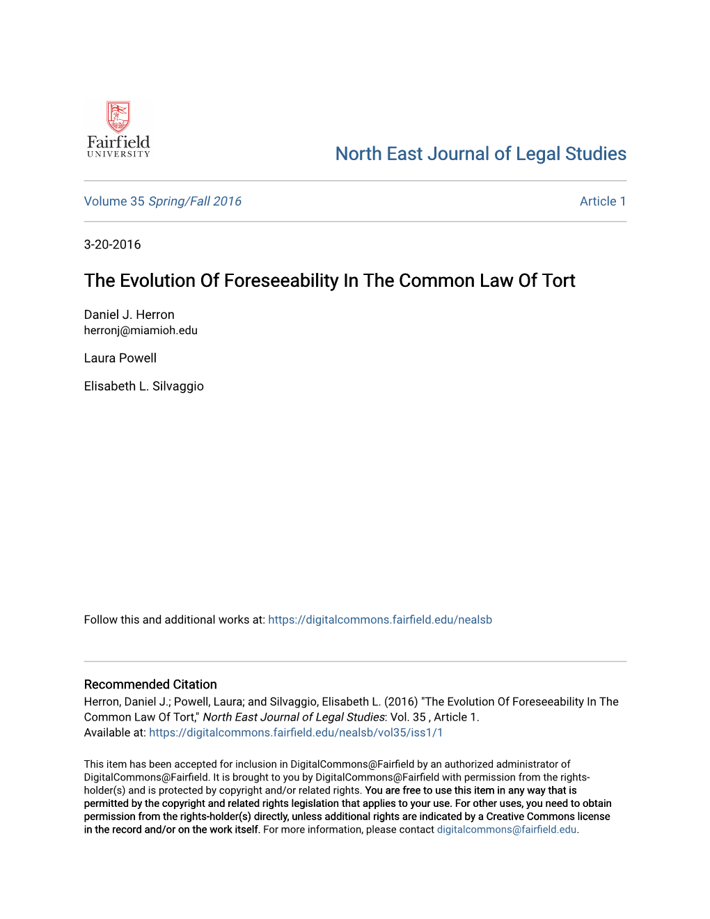 The Evolution of Foreseeability in the Common Law of Tort