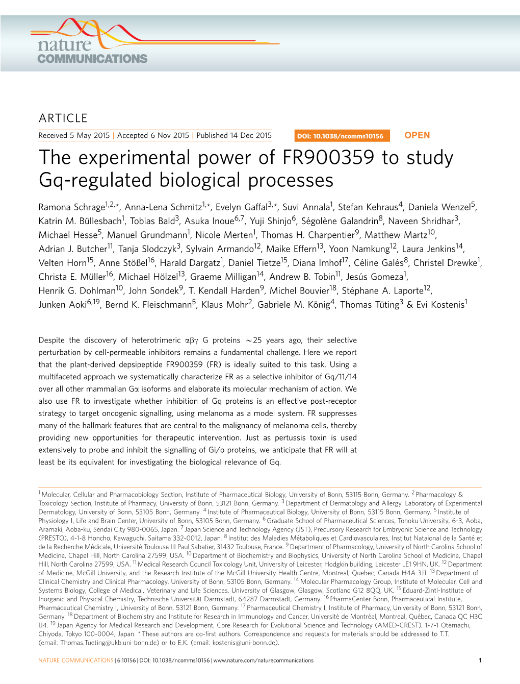 The Experimental Power of FR900359 to Study Gq-Regulated Biological Processes