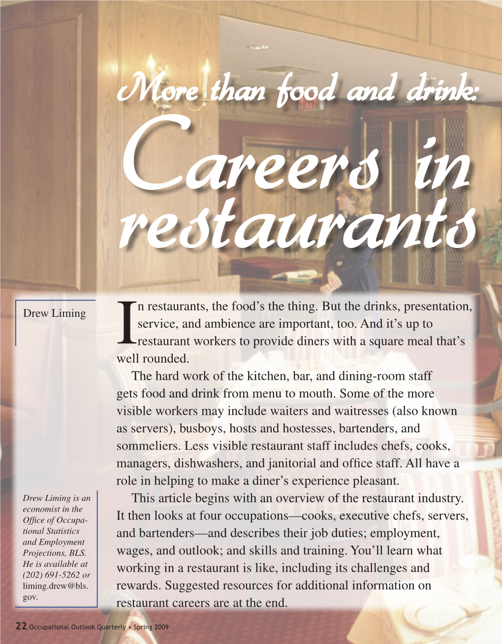 More Than Food and Drink: Careers in Restaurants