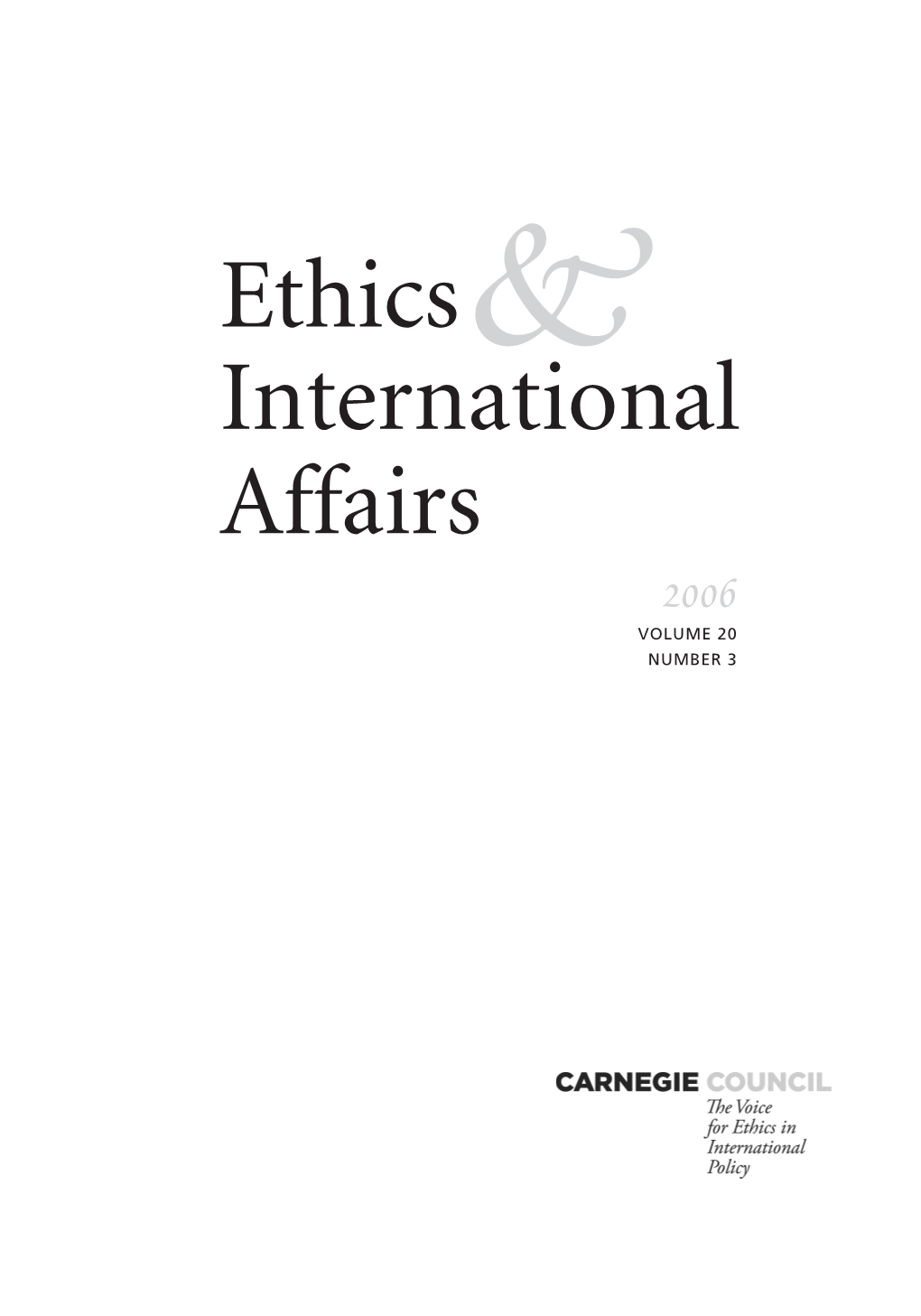 Ethics International Affairs