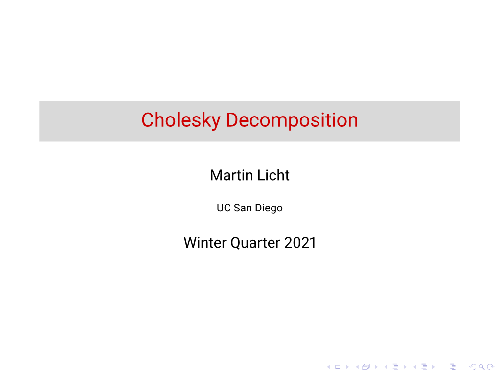 Cholesky Decomposition