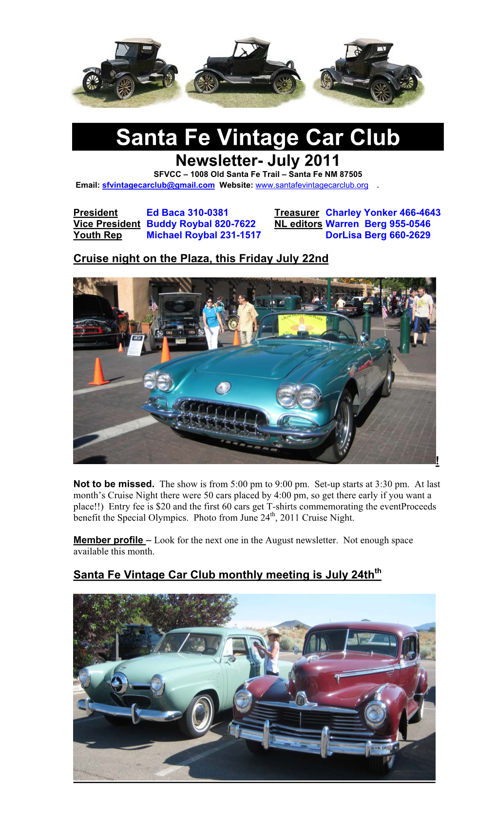 Santa Fe Vintage Car Club Newsletter