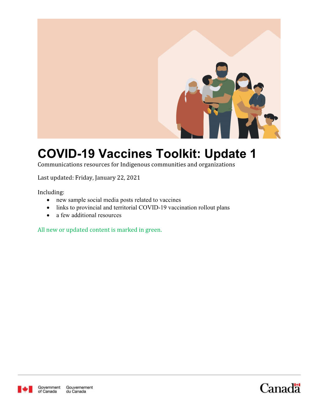 COVID-19 Vaccines Toolkit: Update 1 Communications Resources for Indigenous Communities and Organizations