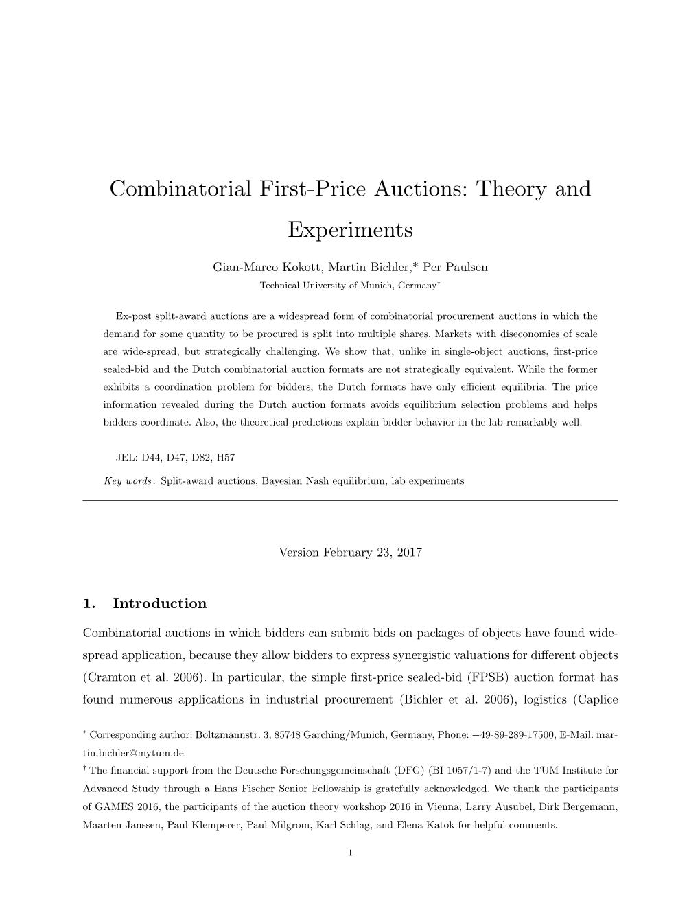 Combinatorial First-Price Auctions: Theory and Experiments