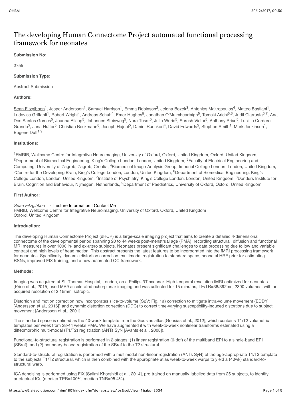 The Developing Human Connectome Project Automated Functional Processing Framework for Neonates