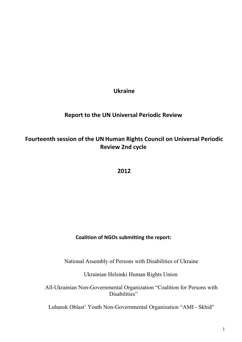 Report to the UN Universal Periodic Review