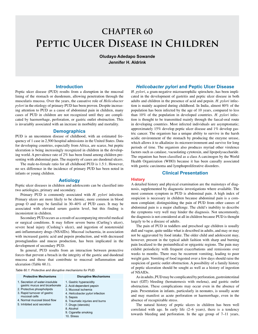 60. Peptic Ulcer Disease in Children