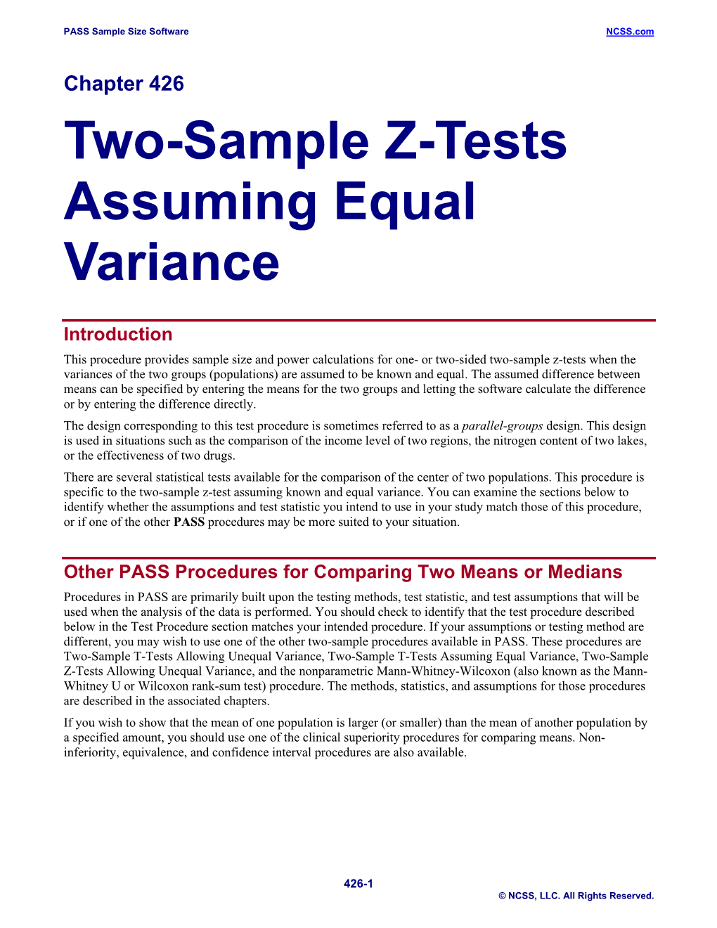 Two-Sample Z-Tests Assuming Equal Variance