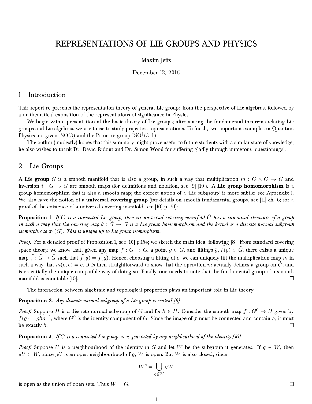 Representations of Lie Groups and Physics