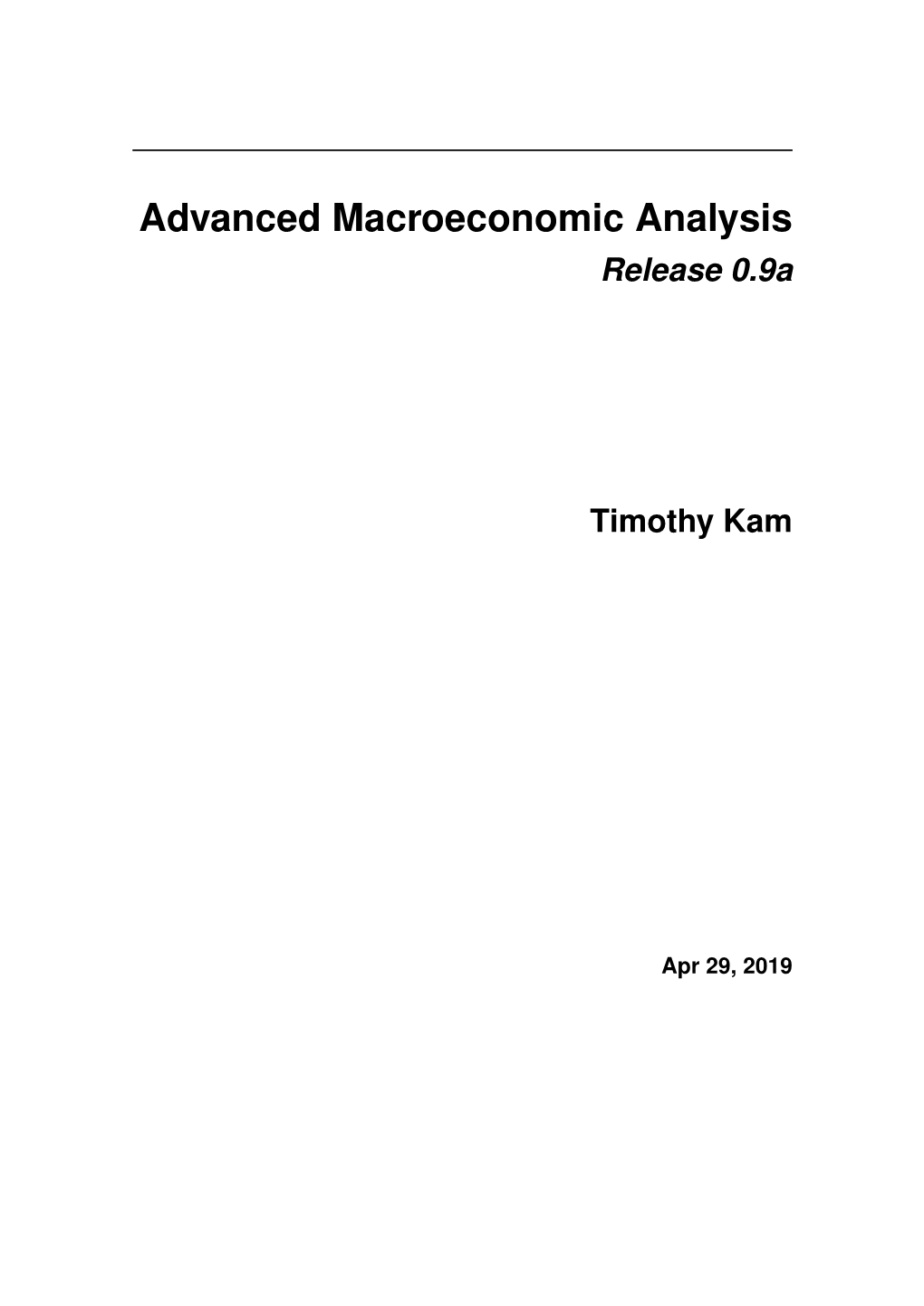 Advanced Macroeconomic Analysis Release 0.9A