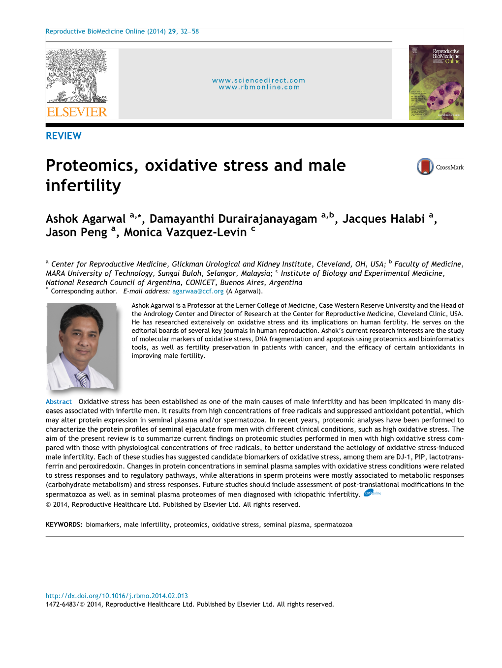 Proteomics, Oxidative Stress and Male Infertility