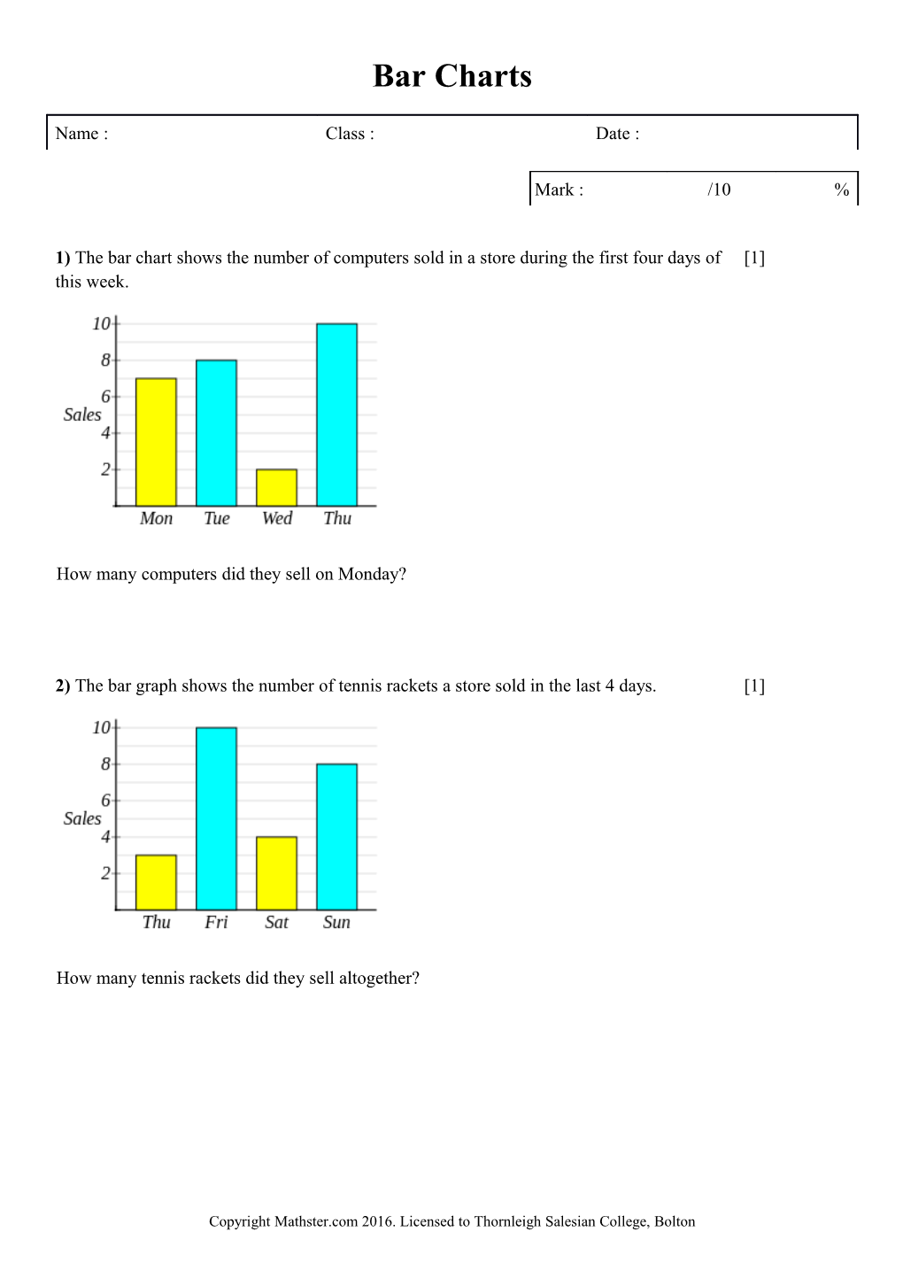 Solutions for the Assessment Bar Charts