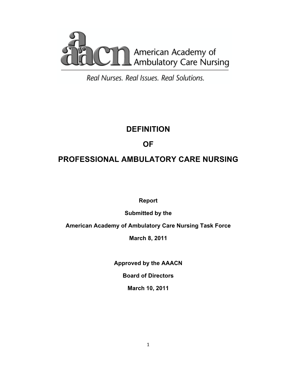 Definition of Professional Ambulatory Care Nursing