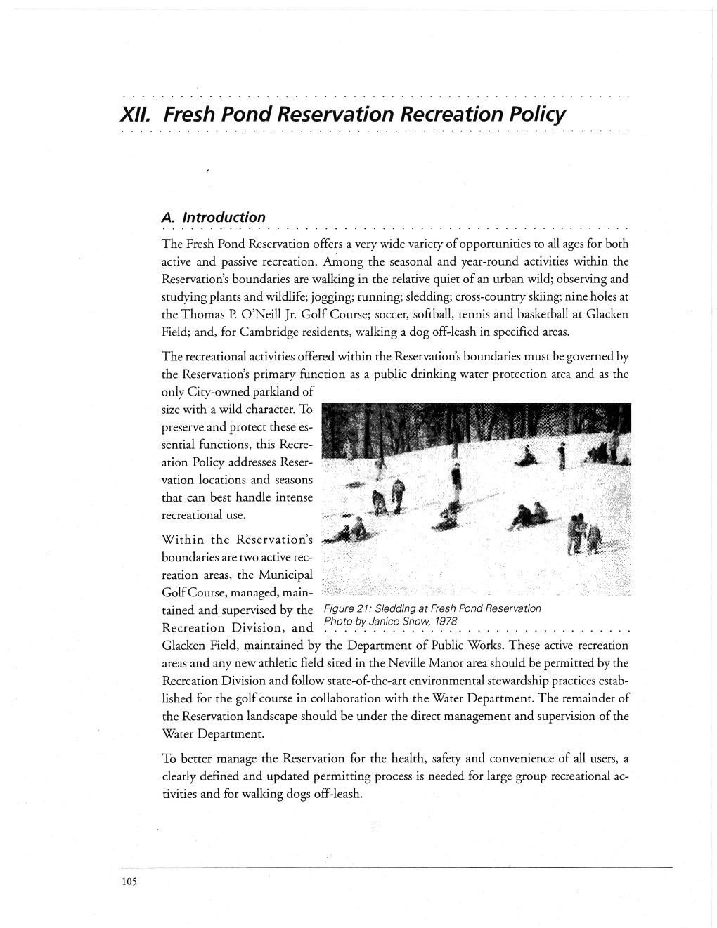 XII. Fresh Pond Reservation Recreation Policy