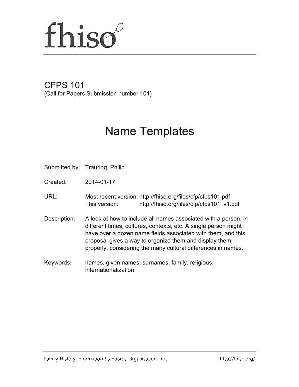 FHISO CFPS 101: Name Templates