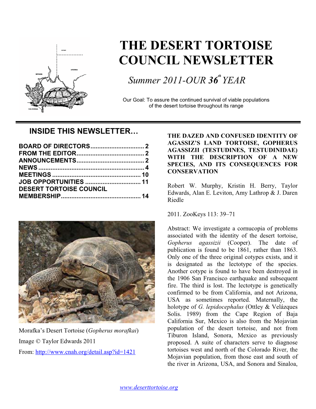 The Desert Tortoise Council Newsletter