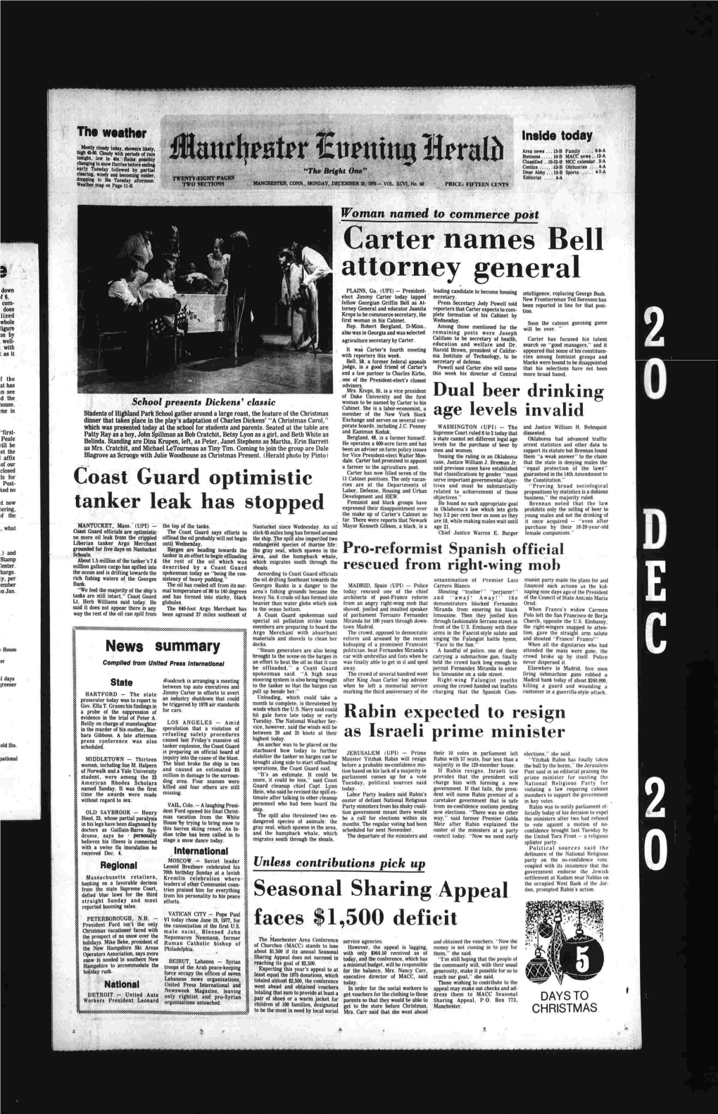 Carter Names Bell Attorney General Down PLAINS, Ga