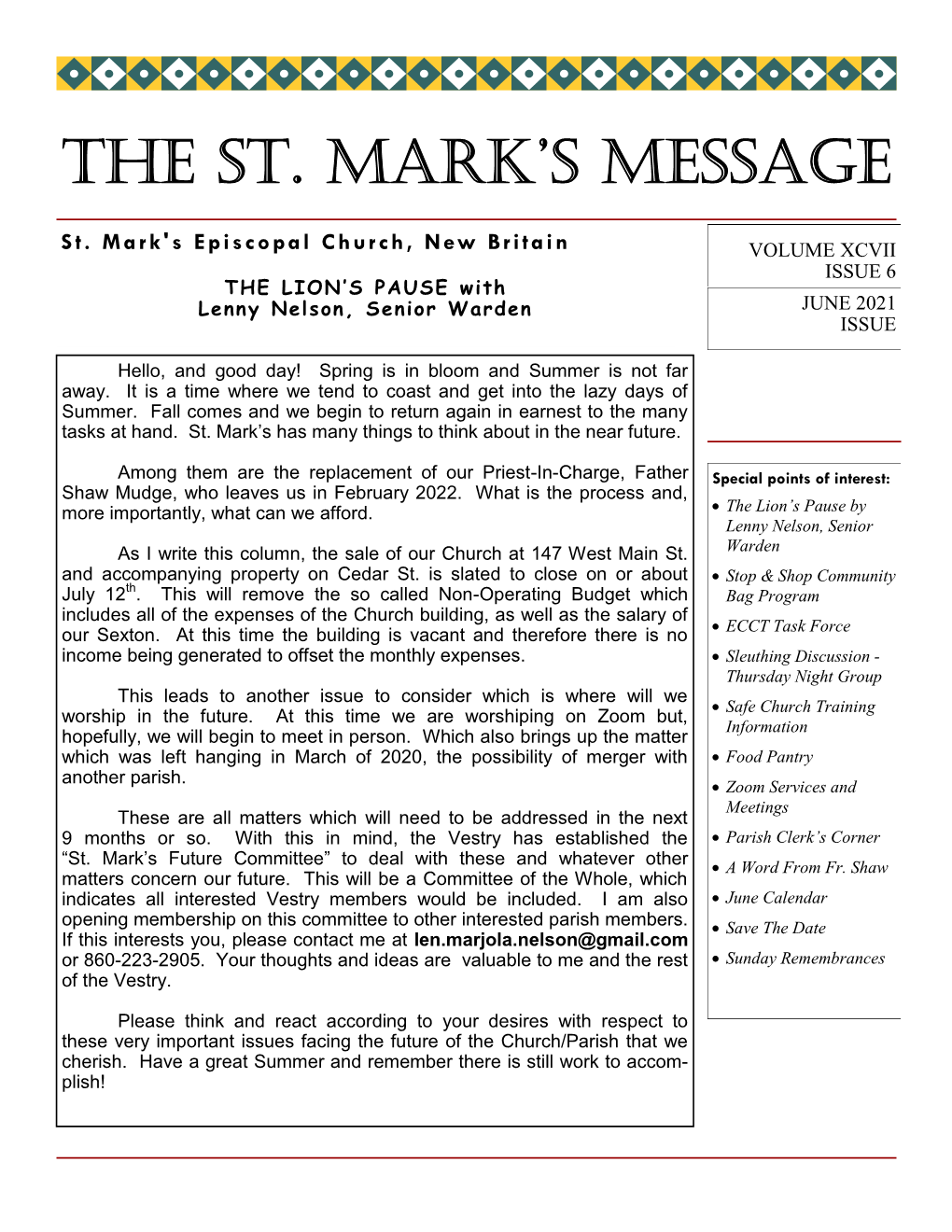 The St. Mark's Message