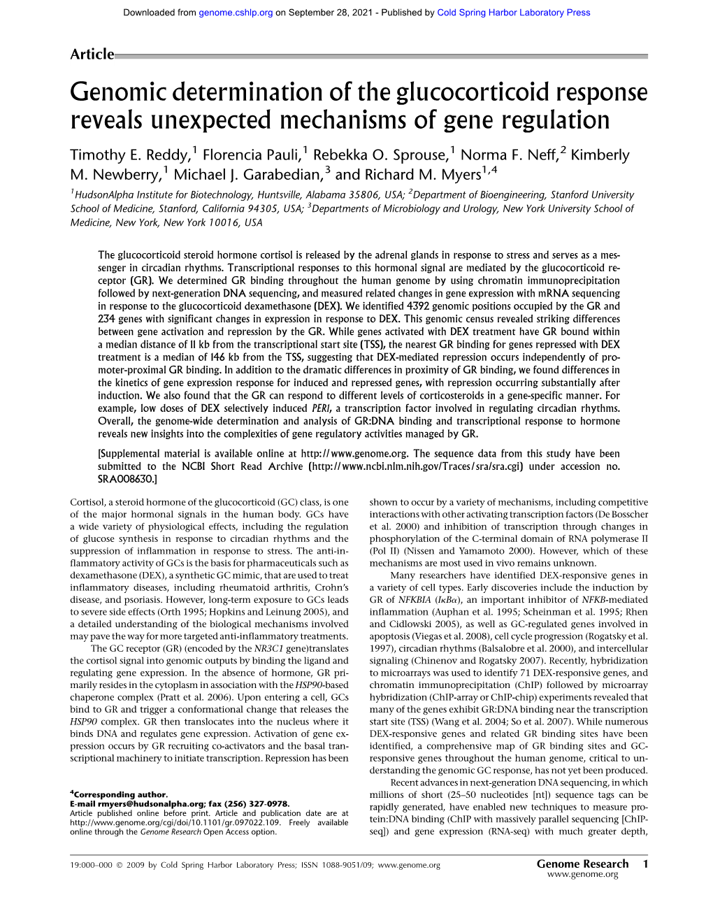 Genomic Determination of the Glucocorticoid Response Reveals Unexpected Mechanisms of Gene Regulation